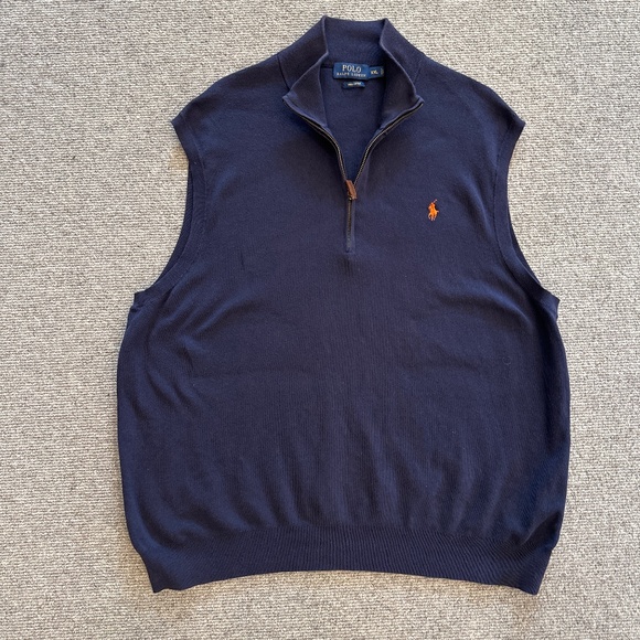Polo Ralph Lauren Other - POLO BY RALPH LAUREN  HALF ZIP NAVY PIMA COTTON SWEATER VEST IN SIZE XXL